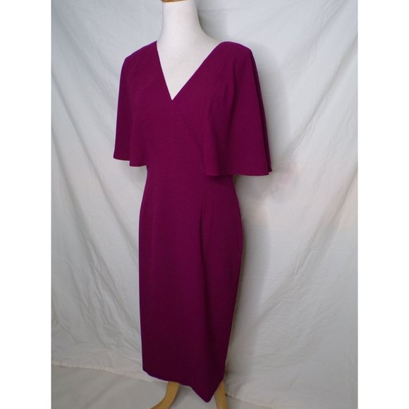DRESS THE POPULATION Louisa Butterfly Sleeve Cocktail Dress Magenta Medium 6-8 - Picture 5 of 11